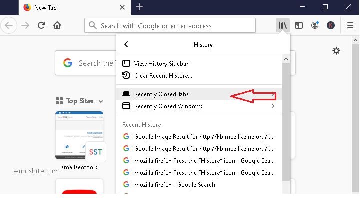 how to restore firefox history