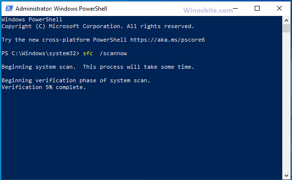 SFC Scannow powershell in Windows 10