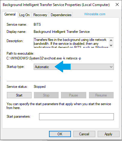 Background intelligent transfer service settings