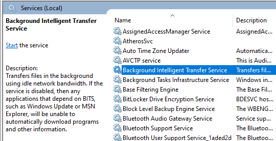 Background intelligent transfer service