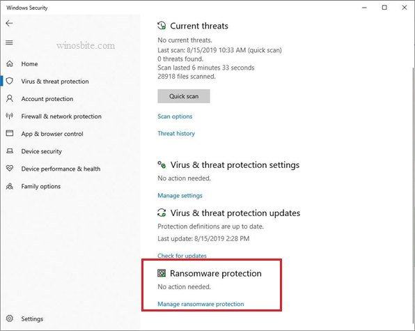 ransomware protection option