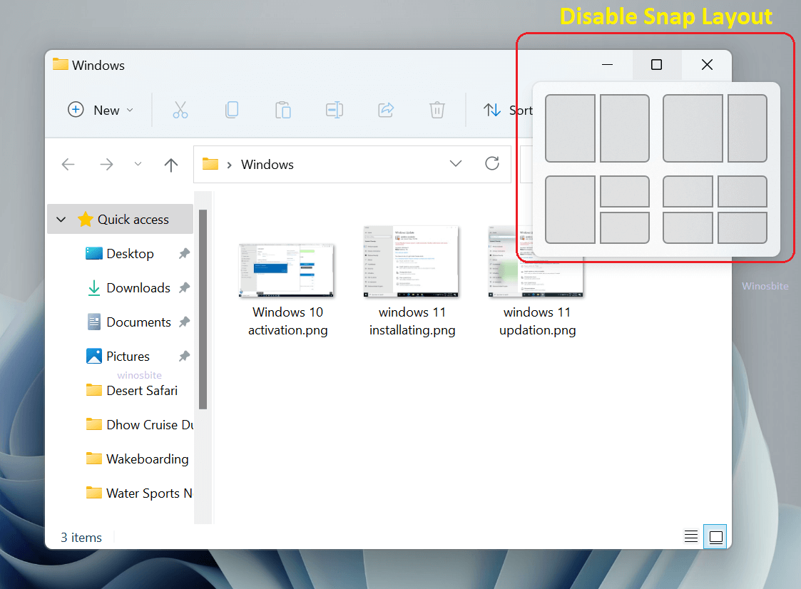Отключить макет привязки в Windows 11